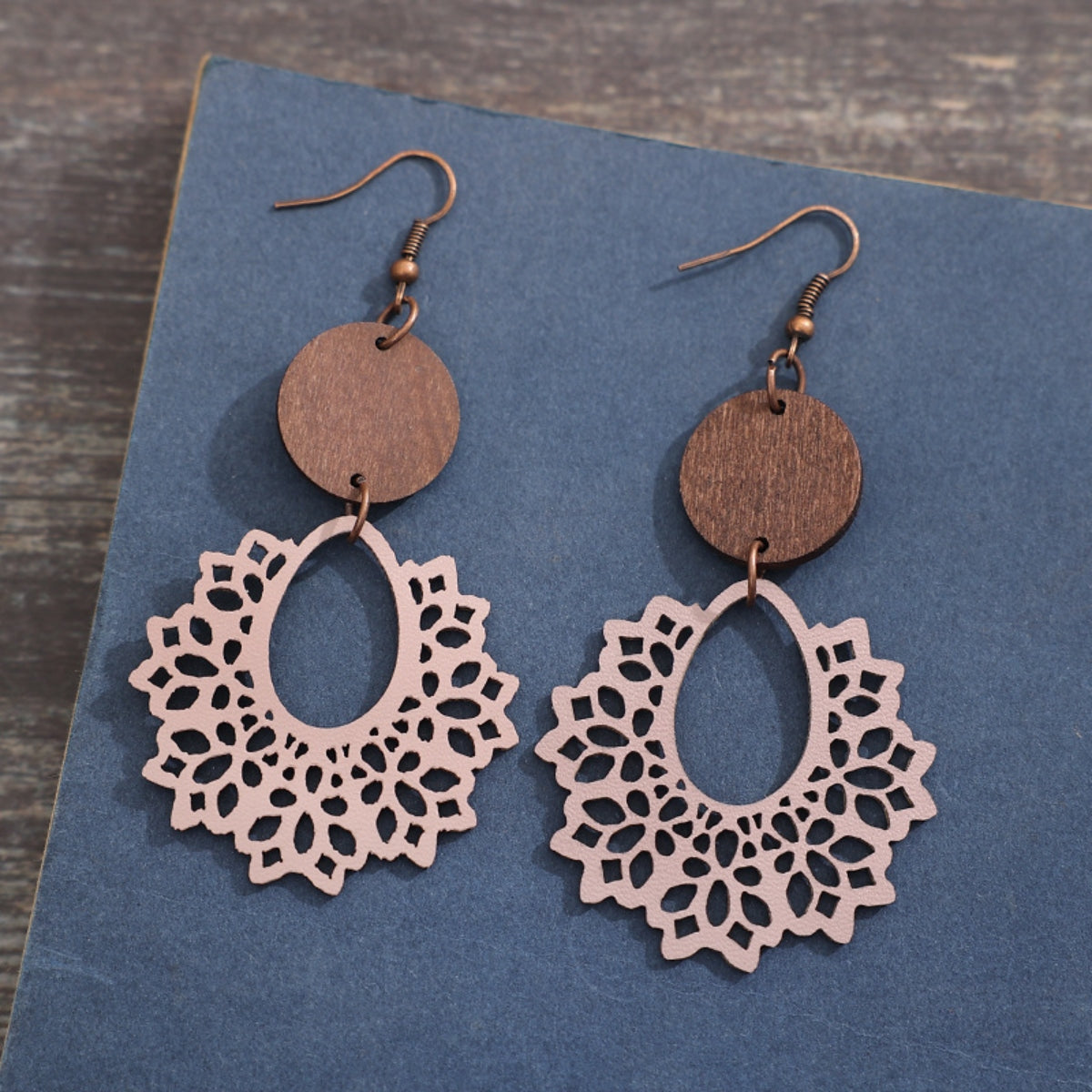 Geometric Cutout Dangle Earrings Dusty Pink One Size