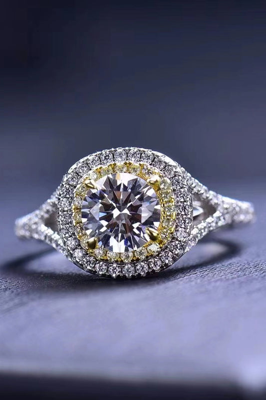 Two-Tone 1 Carat Moissanite Ring Yellow White