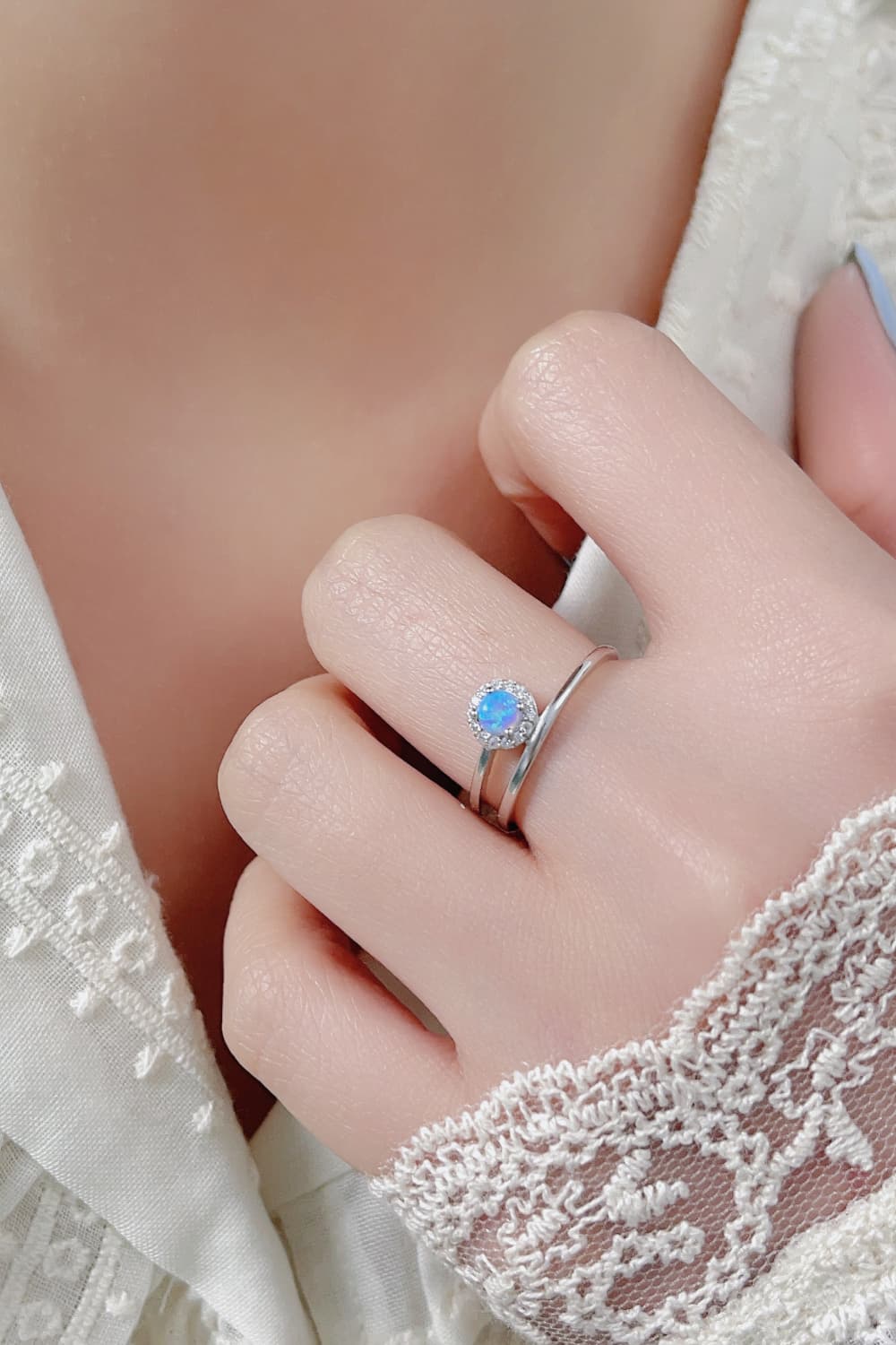 Opal Bypass Ring Sky Blue