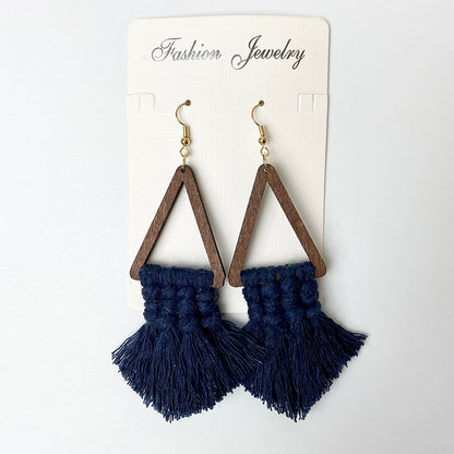Tassel Detail Geometric Earrings Dark Blue One Size