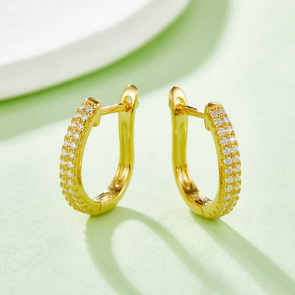 Moissanite 925 Sterling Silver Huggie Earrings Gold One Size