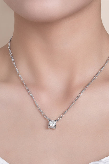 2 Carat Moissanite 925 Sterling Silver Pendant Necklace Silver One Size