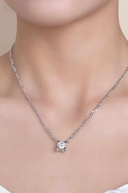 2 Carat Moissanite 925 Sterling Silver Pendant Necklace Silver One Size