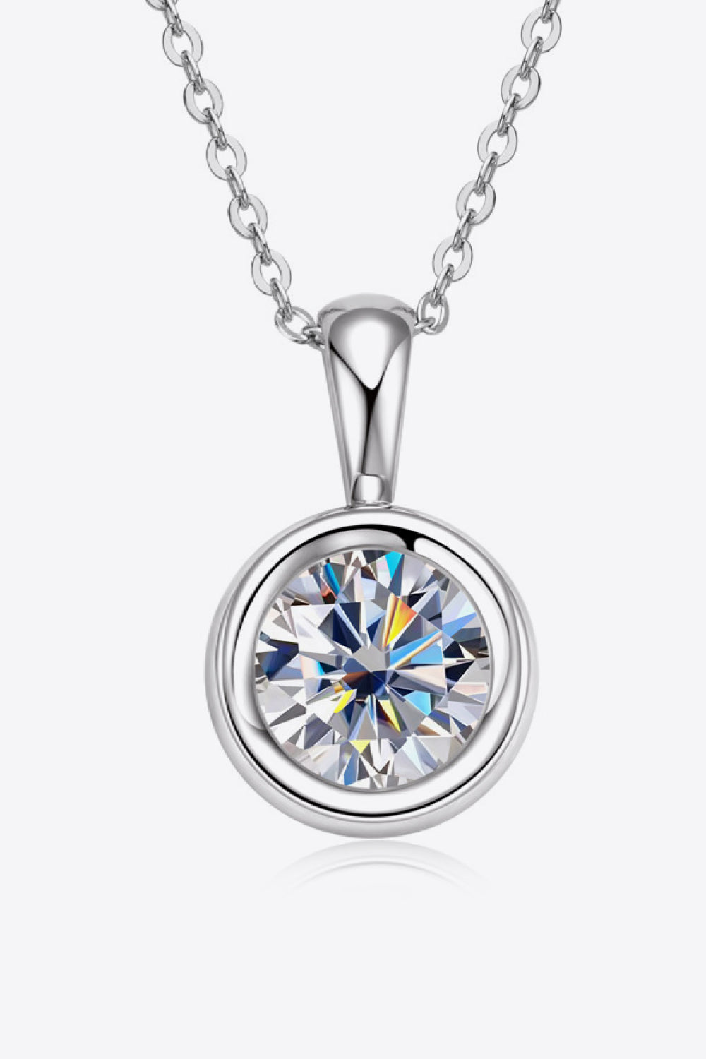 2 Carat Moissanite 925 Sterling Silver Necklace Silver One Size