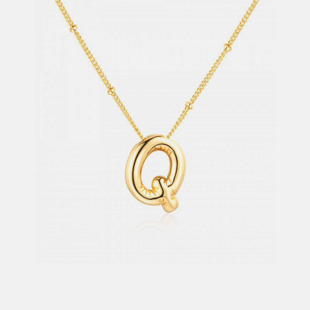 Gold-Plated Bubble Initial Necklace Style Q One Size