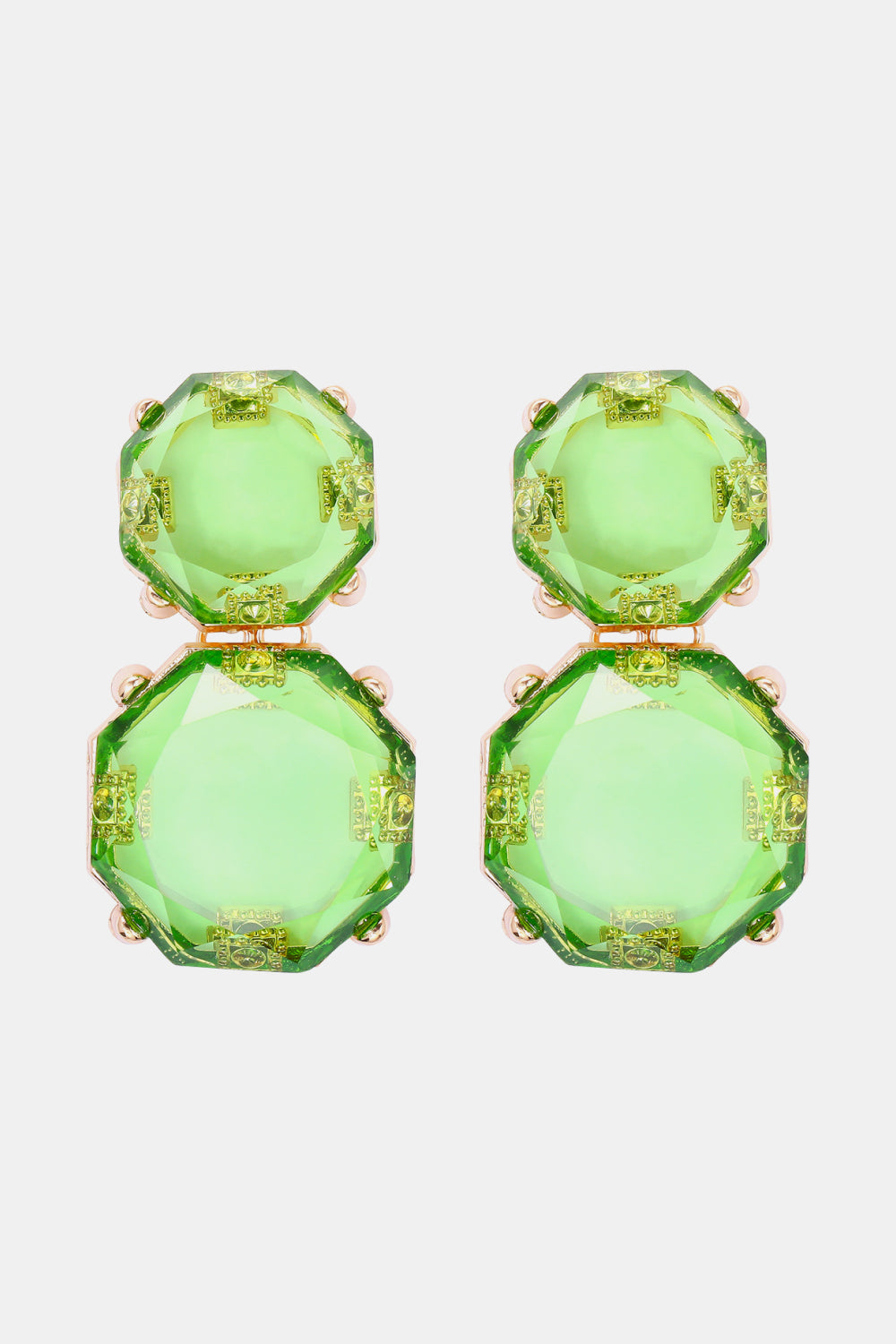 Geometrical Shape Zinc Alloy Frame Dangle Earrings Neon Green One Size