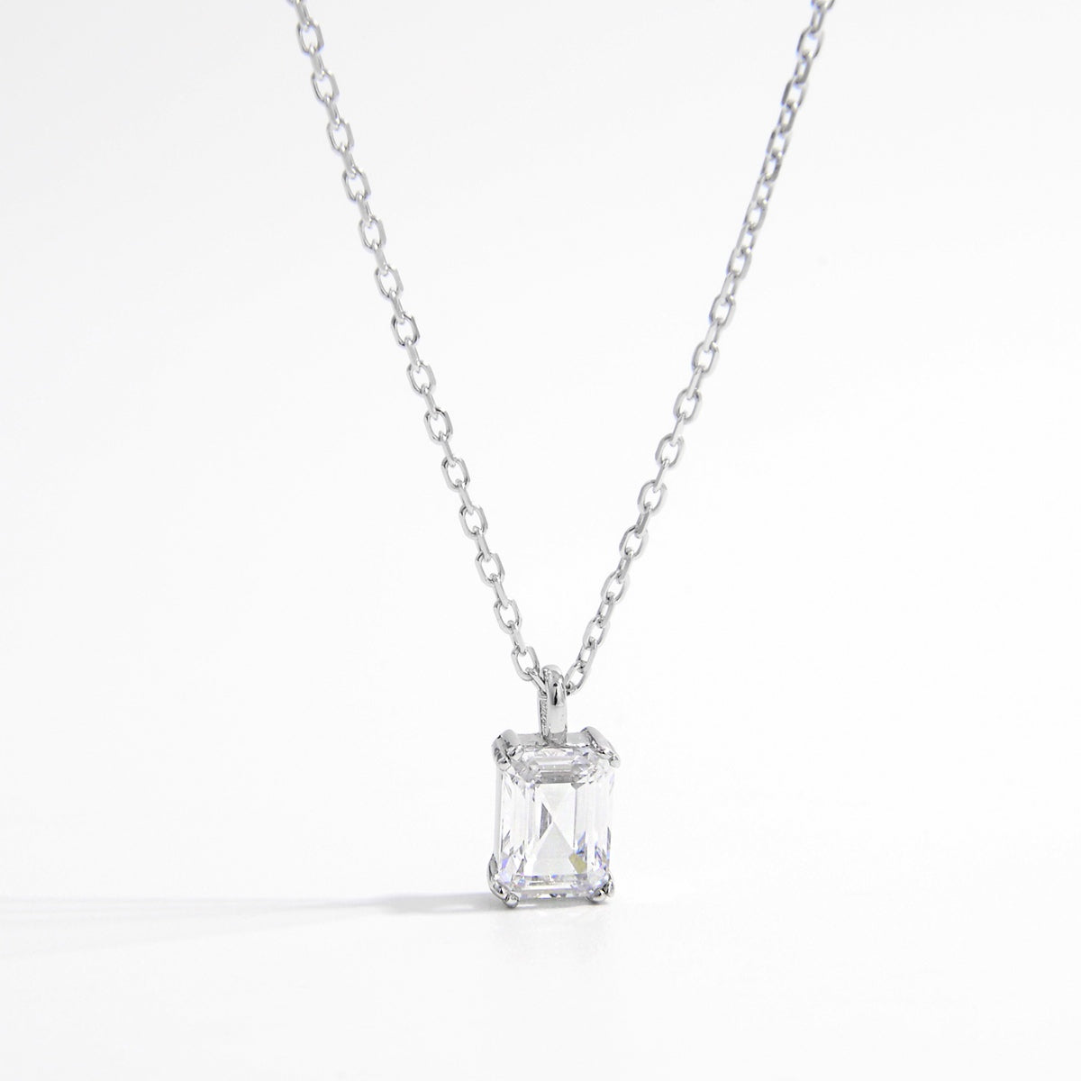 925 Sterling Silver Zircon Pendant Necklace Silver One Size