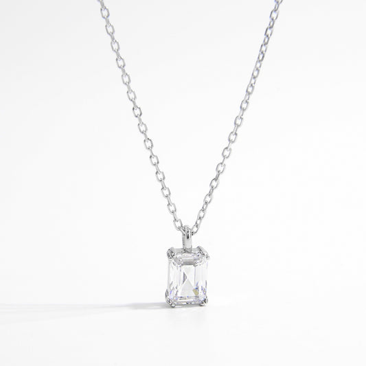 925 Sterling Silver Zircon Pendant Necklace Silver One Size