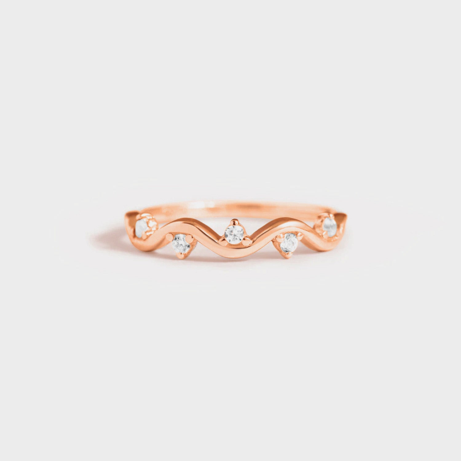 925 Sterling Silver Inlaid Zircon Ring Rose Gold