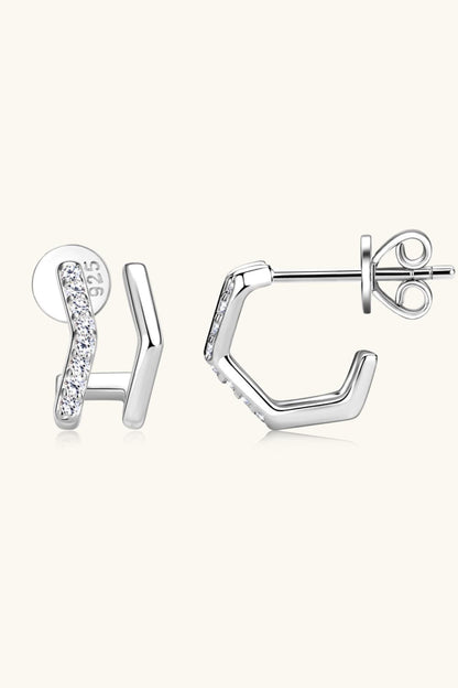 Moissanite 925 Sterling Silver Double-Layered Earrings Silver One Size