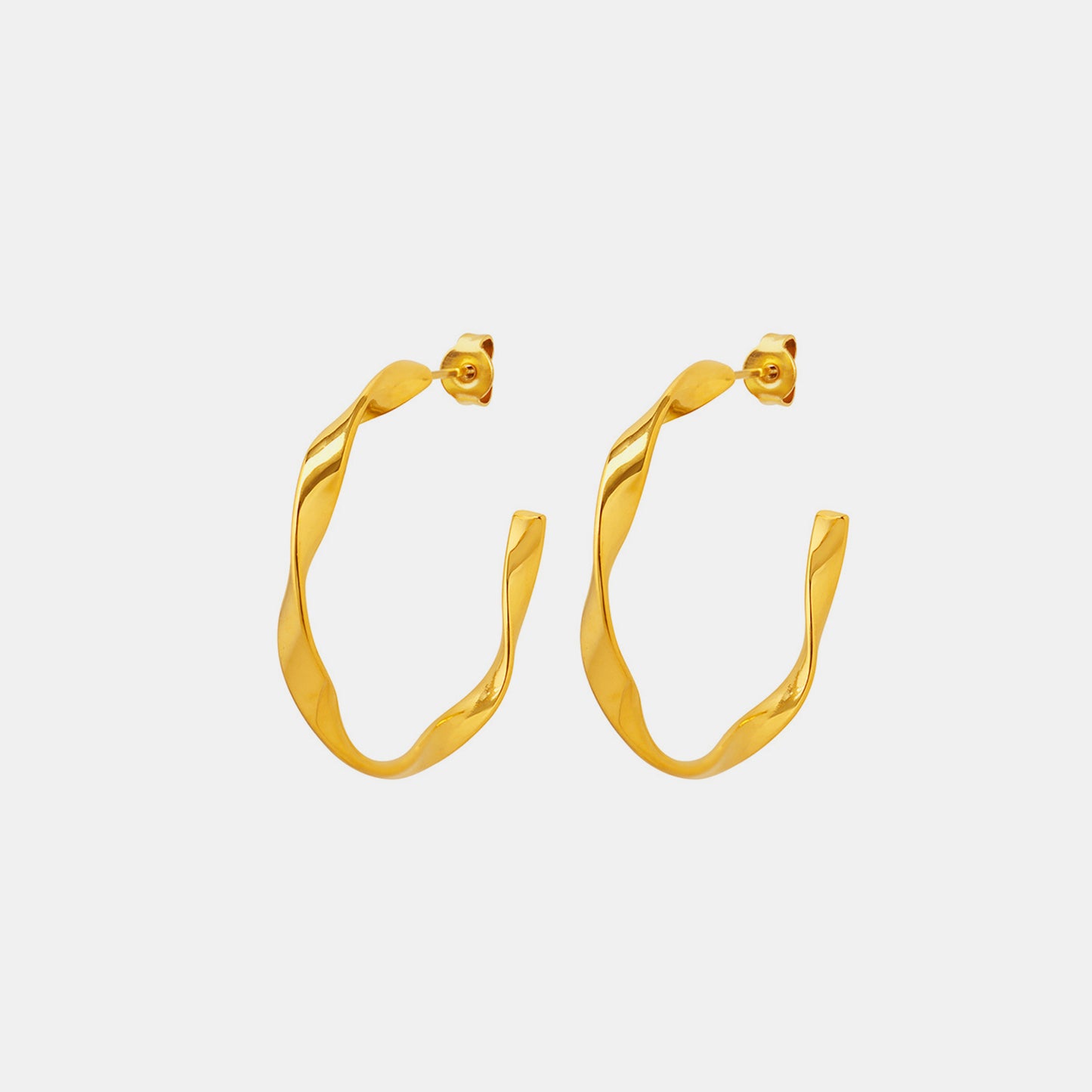 Titanium Steel C-Hoop Earrings Gold One Size