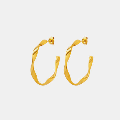 Titanium Steel C-Hoop Earrings Gold One Size