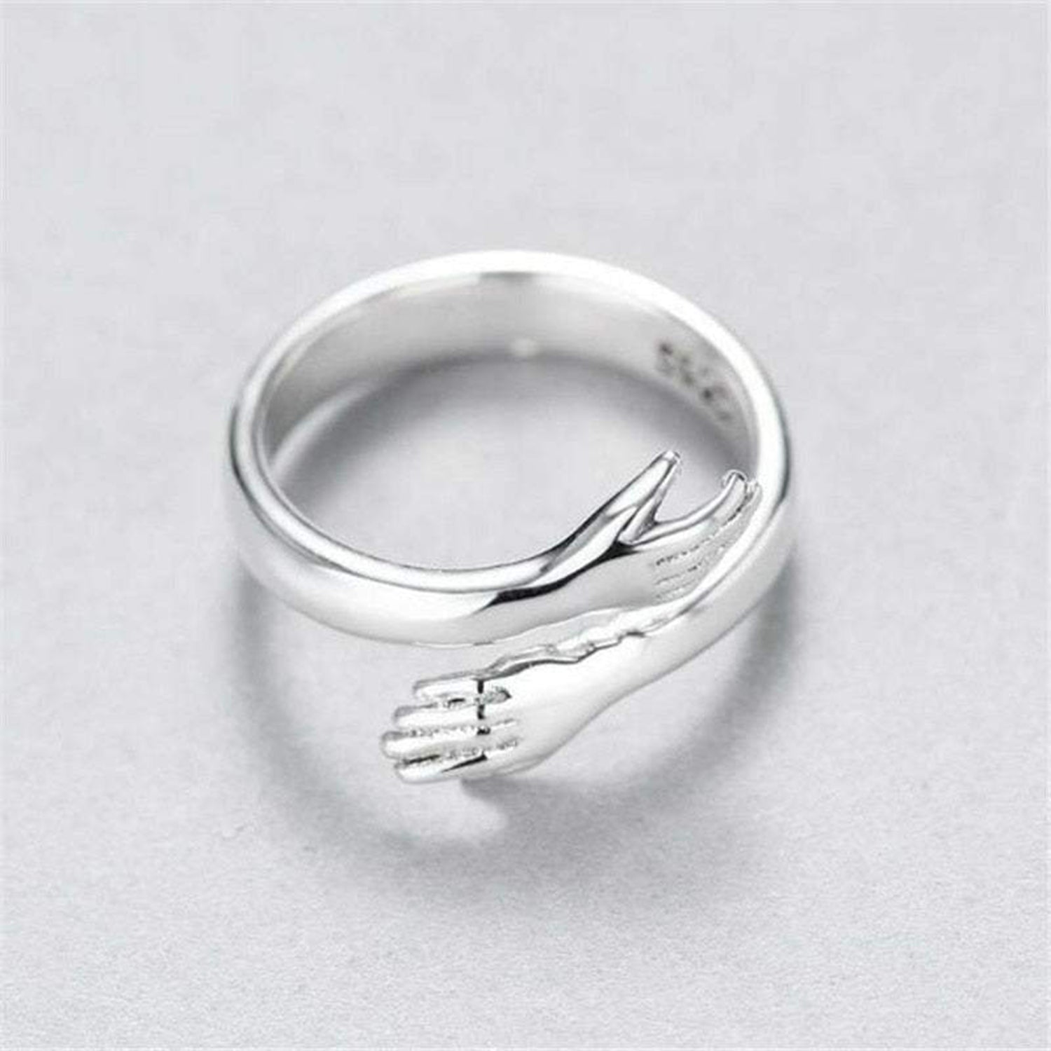 Hug Shape 925 Sterling Silver Bypass Ring Silver 7