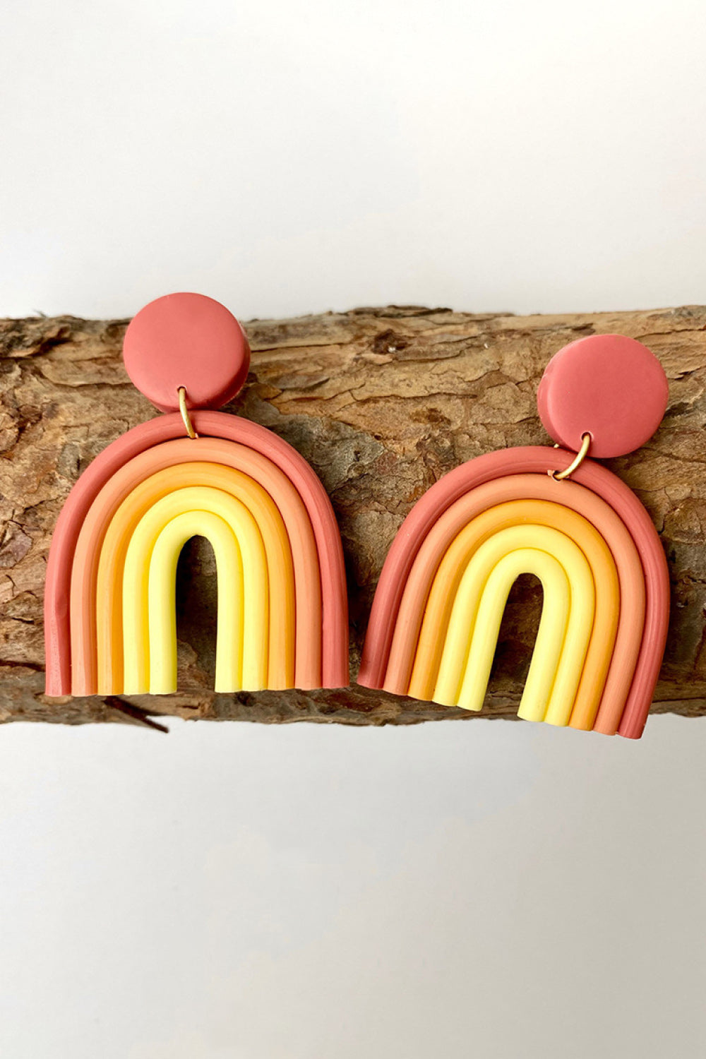 Rainbow Shape Dangle Earrings Coral One Size