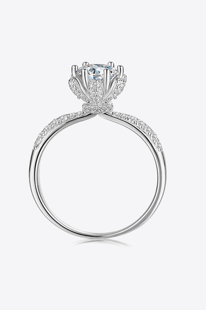 1 Carat Moissanite 6-Prong Ring Silver