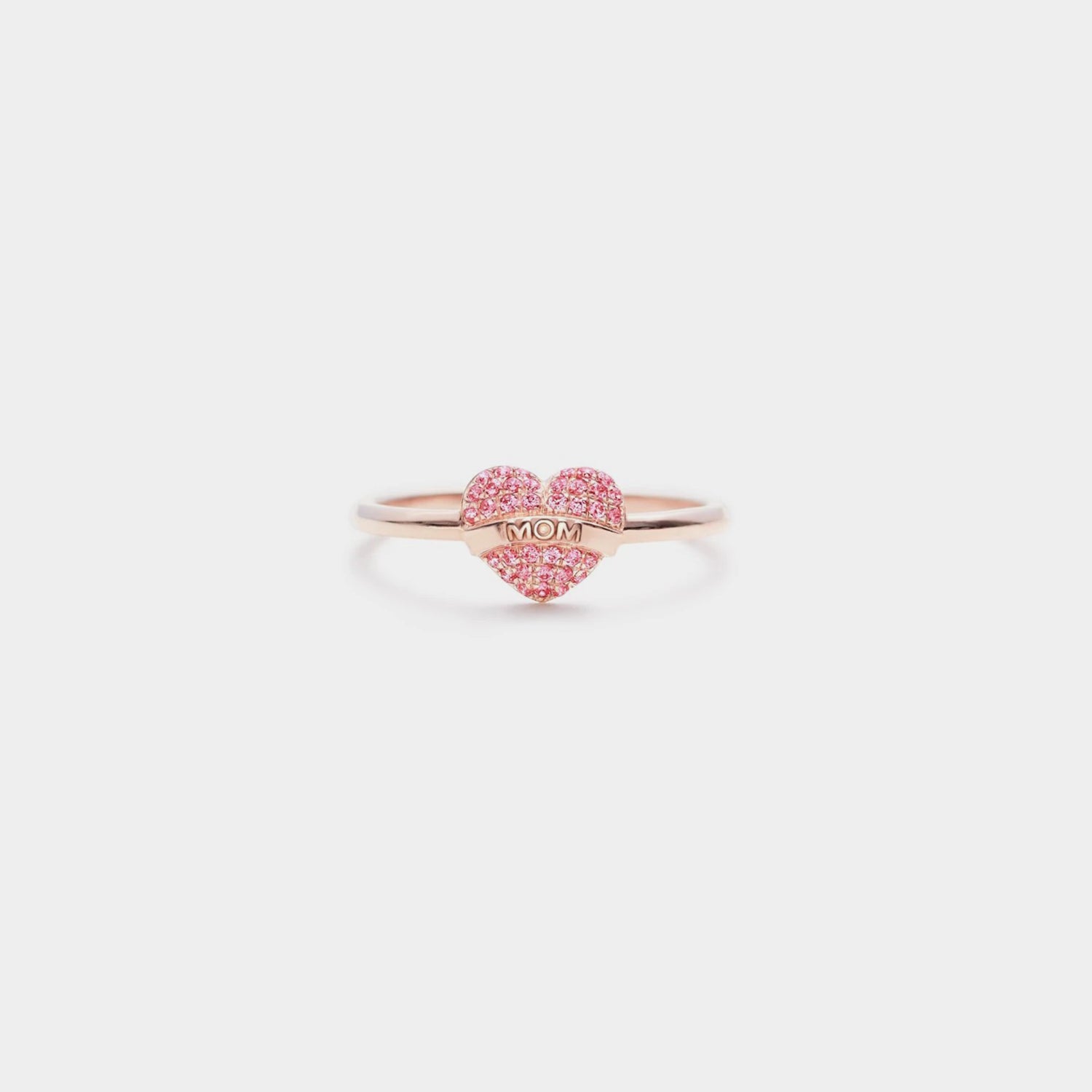 MOM Heart Shape 925 Sterling Silver Engraved Ring Rose Gold