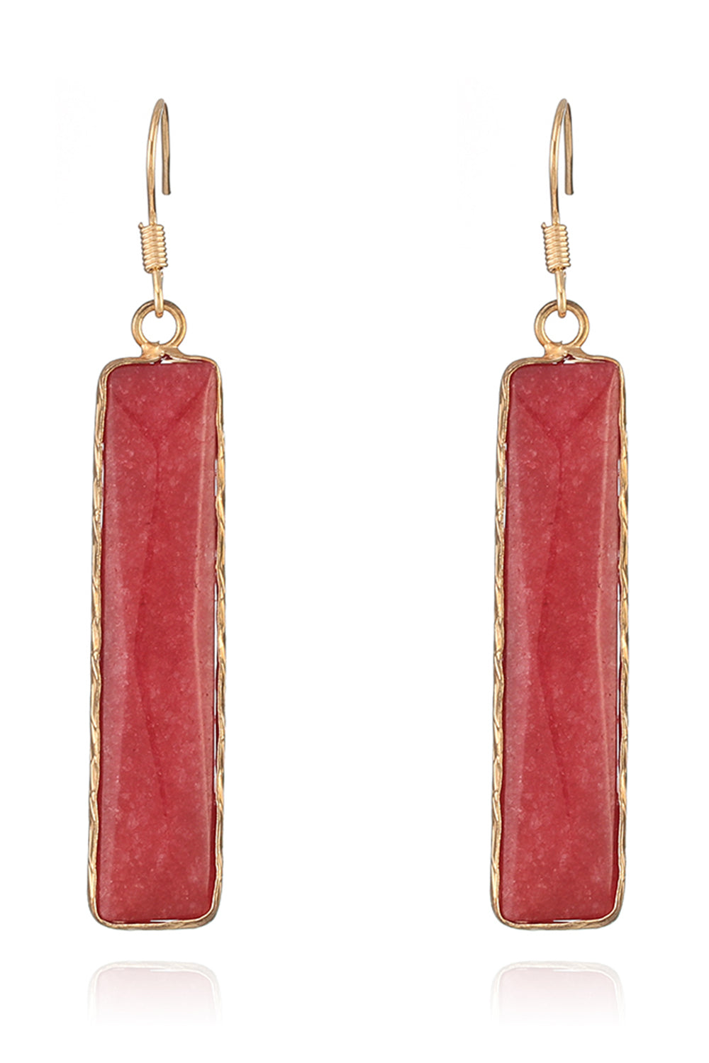 Natural Stone Drop Earrings Red One Size