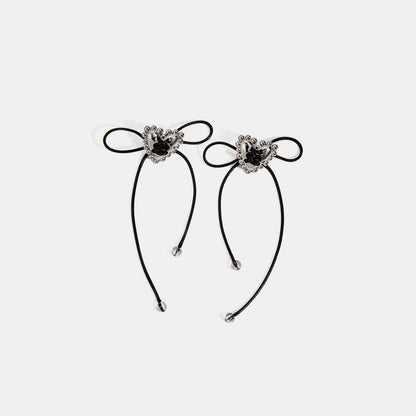 Stainless Steel Wax Rope Heart Earrings Black One Size