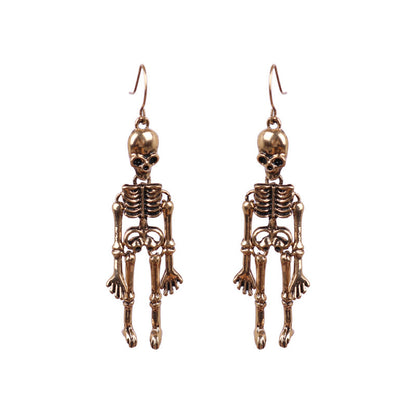 Skeleton Alloy Earrings Gold One Size