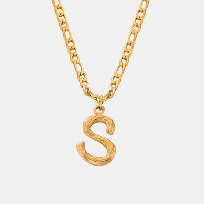 Titanium Steel Letter Pendant Necklace Style S One Size