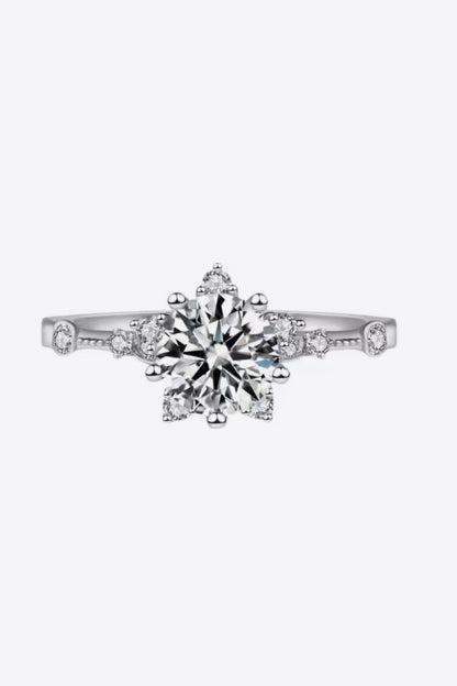 1 Carat Moissanite 6-Prong Ring Silver