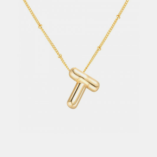Gold-Plated Bubble Initial Necklace Style T One Size