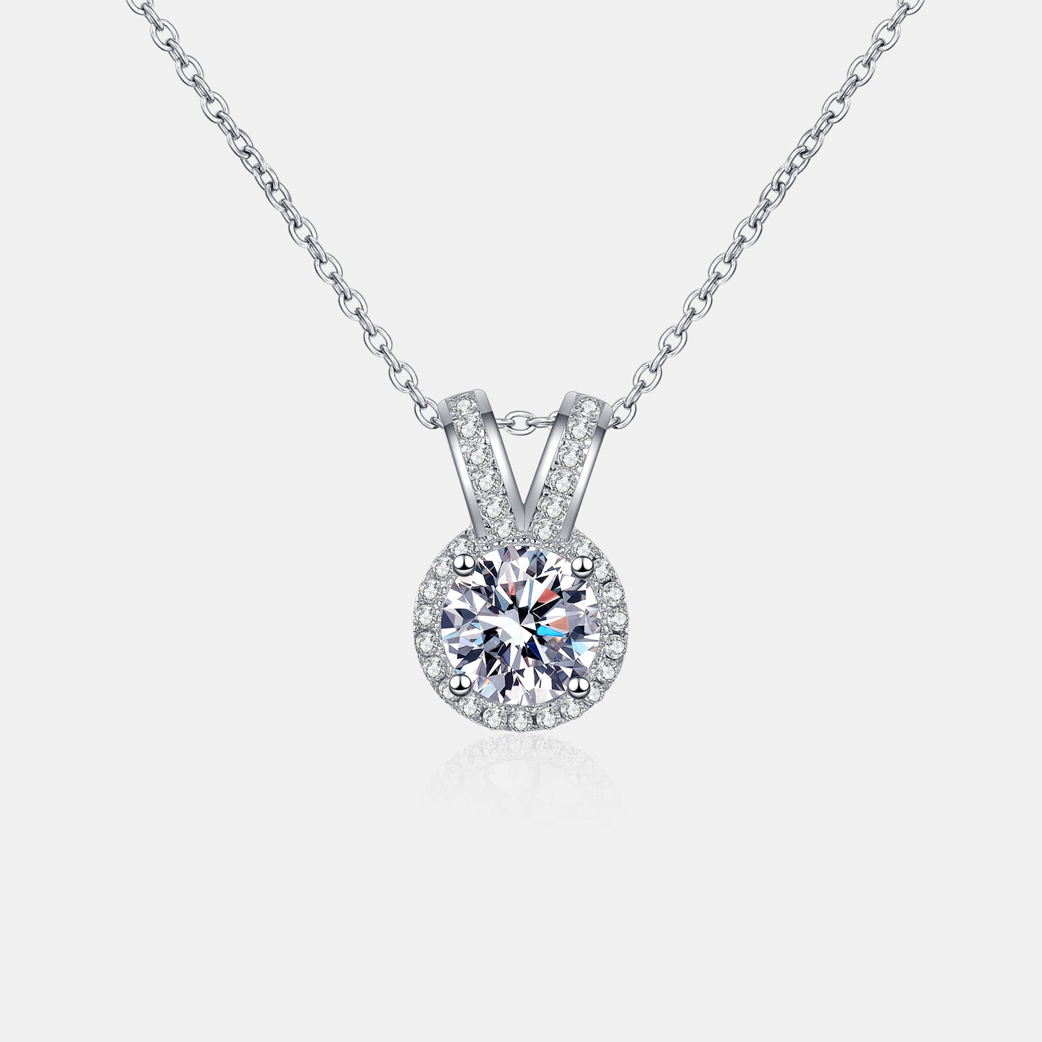1 Carat Moissanite Rabbit Ears Shape Pendant Necklace Silver One Size