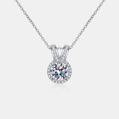 1 Carat Moissanite Rabbit Ears Shape Pendant Necklace Silver One Size