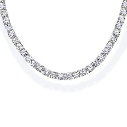PAVOI 14K Gold Plated 3mm Simulated Diamond Tennis Necklace for Women | Tennis Chain | Chunky Long Gold Necklace for Women| Sizes 15" and 18" White Gold