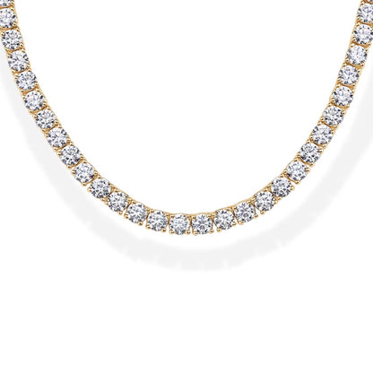 PAVOI 14K Gold Plated 3mm Simulated Diamond Tennis Necklace for Women | Tennis Chain | Chunky Long Gold Necklace for Women| Sizes 15" and 18" Yellow Gold 18 Inches