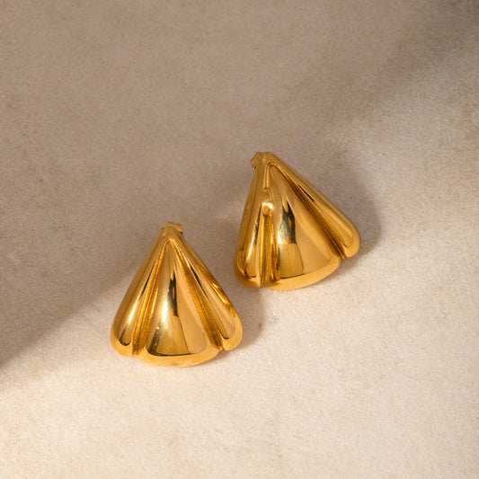 Stainless Steel Seashell Shape Earrings Gold One Size