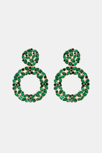 Round Shape Acrylic Dangle Earrings Dark Green One Size