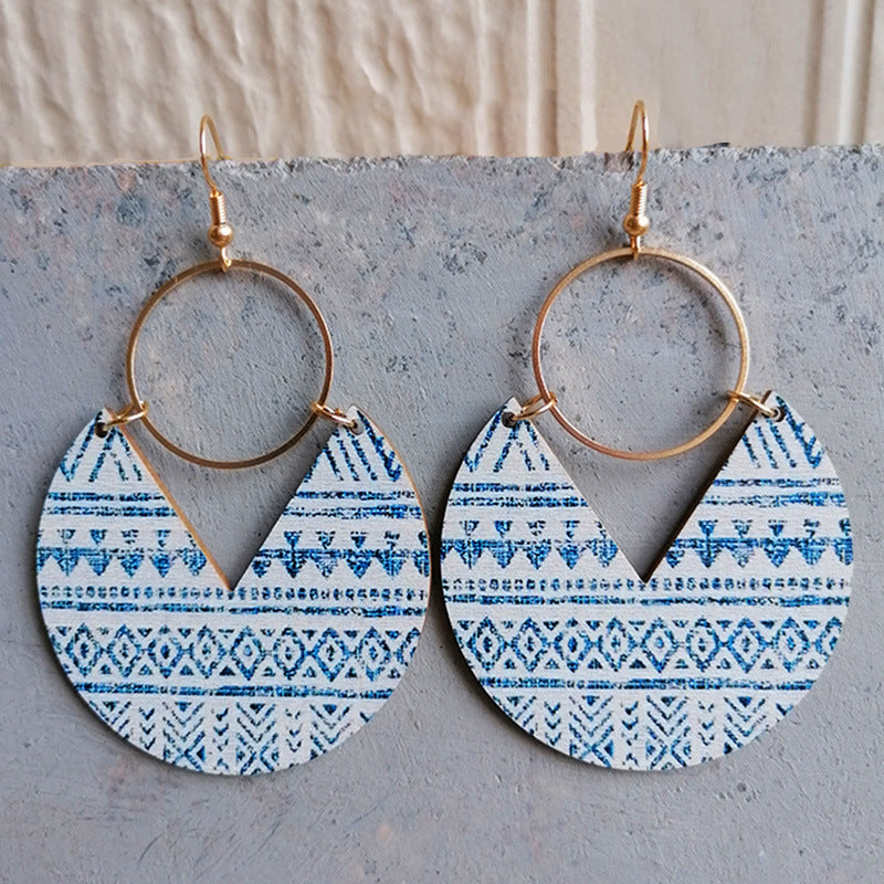 Ms.Pac-Man Shape Wooden Dangle Earrings Style D One Size
