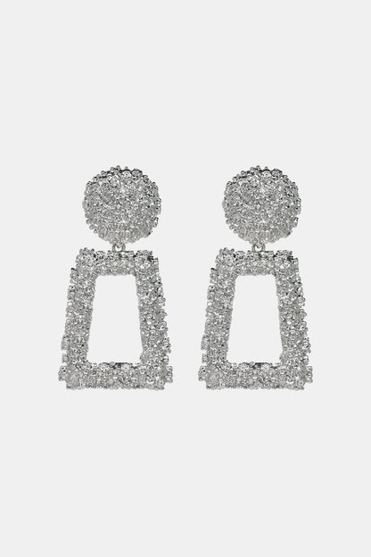 Geometrical Shape Zinc Alloy Dangle Earrings Silver One Size