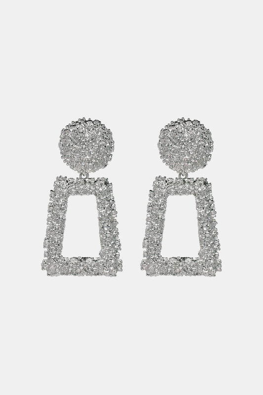 Geometrical Shape Zinc Alloy Dangle Earrings Silver One Size