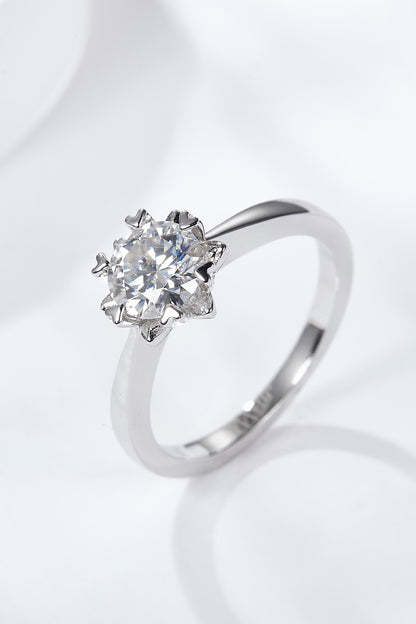 925 Sterling Silver Solitaire Moissanite Ring Silver