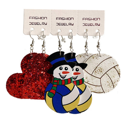 Snowman, Ball, and Heart Earrings Set Style B One Size