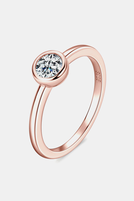 Moissanite 925 Sterling Silver Solitaire Ring Rose Gold