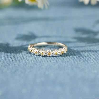 Flower Shape 925 Sterling Silver Ring Silver