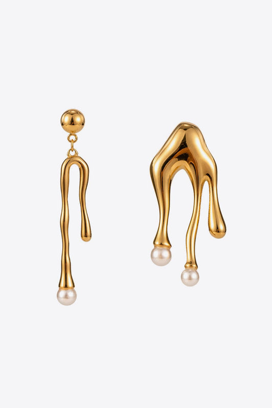 Synthetic Pearl 18K Gold-Plated Dangle Earrings Gold One Size