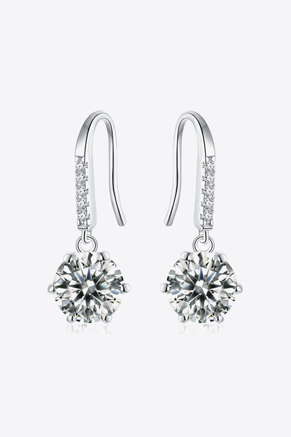 6-Prong Moissanite Drop Earrings Silver One Size