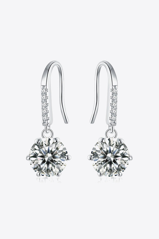 6-Prong Moissanite Drop Earrings Silver One Size