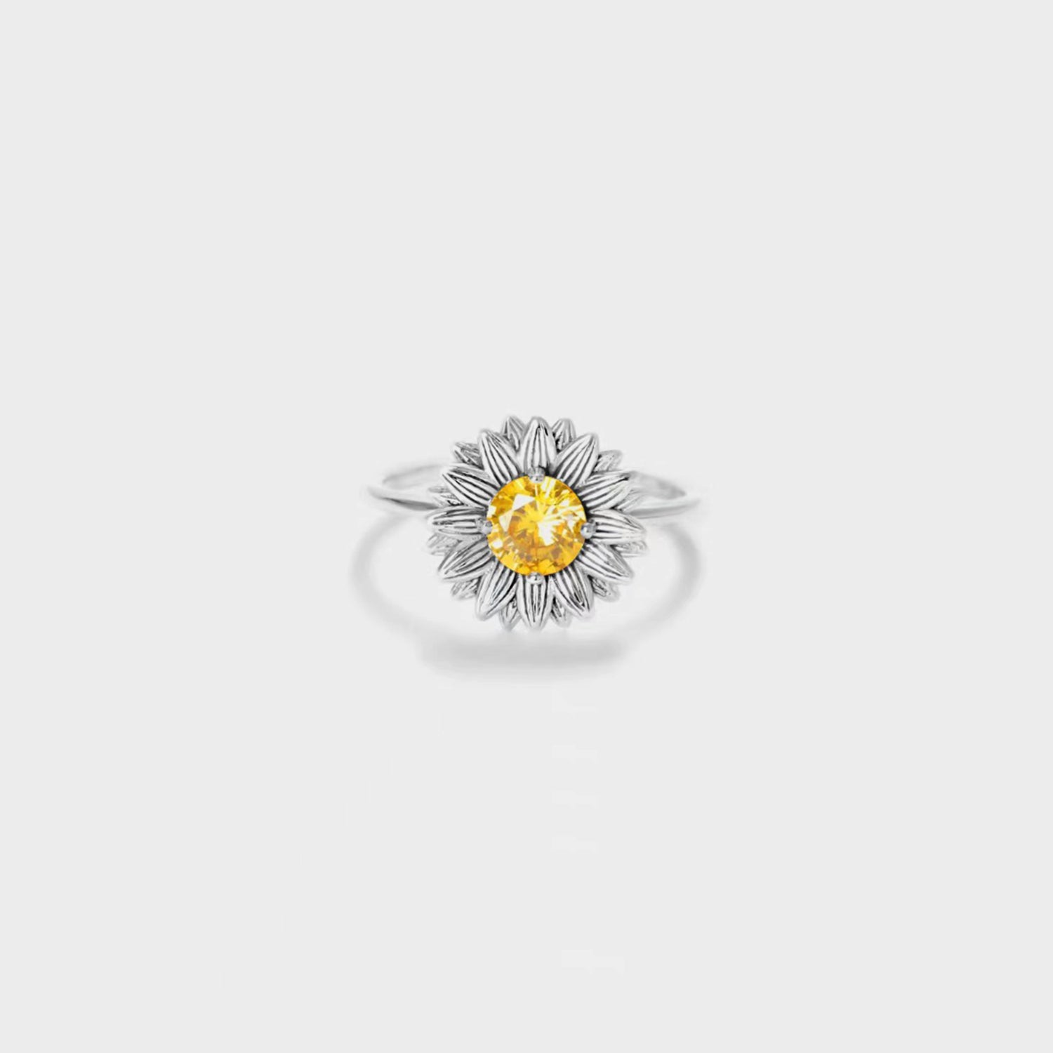 Sunflower Zircon 925 Sterling Silver Ring Silver