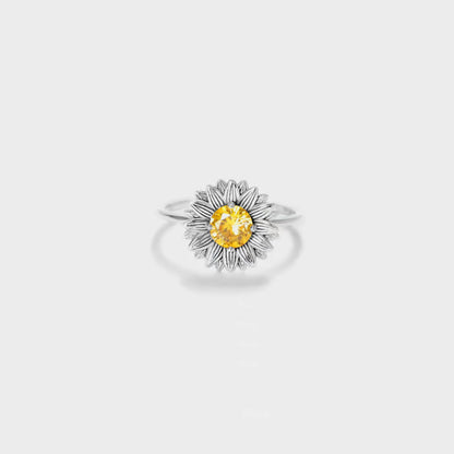Sunflower Zircon 925 Sterling Silver Ring Silver