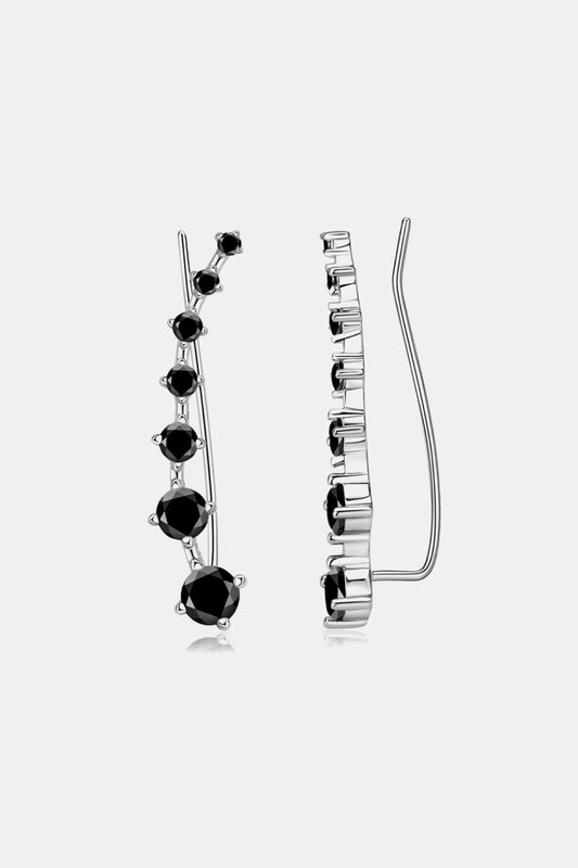 1.9 Carat Moissanite 925 Sterling Silver Earrings Black One Size
