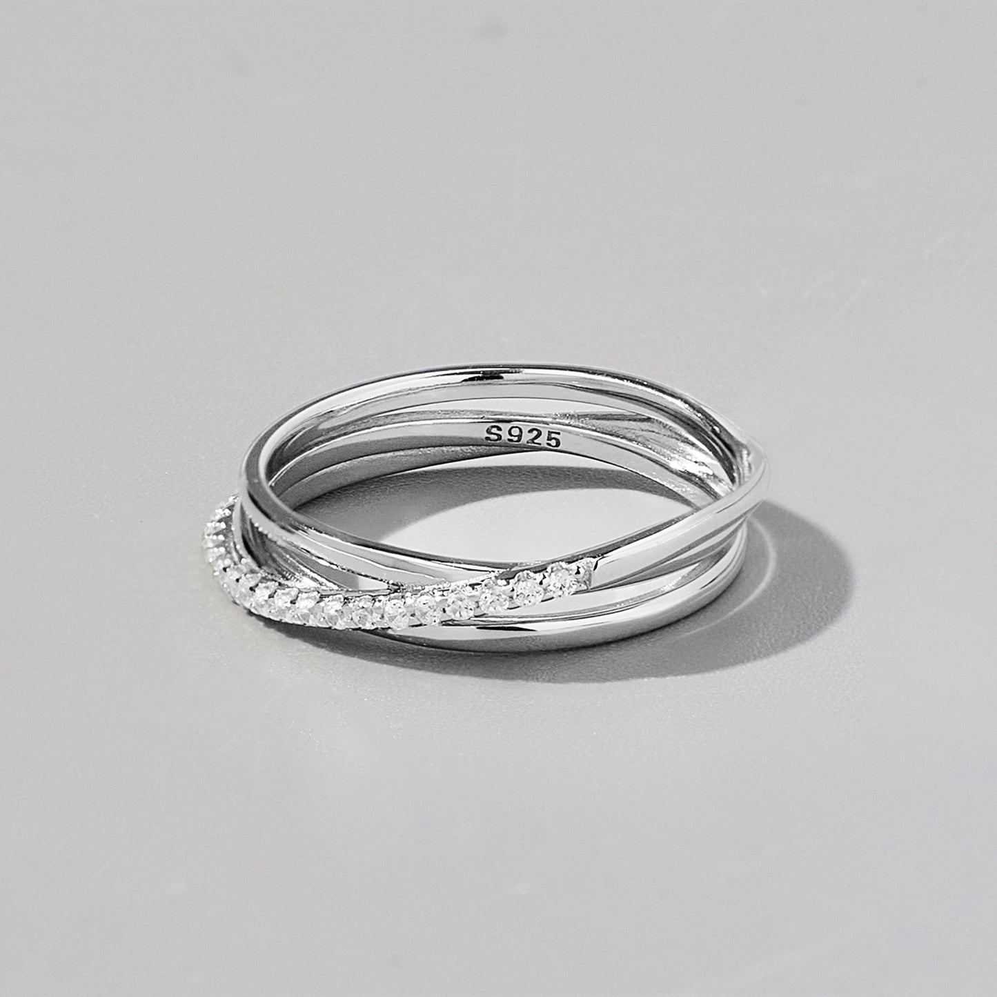 Inlaid Zircon 925 Sterling Silver Ring Silver