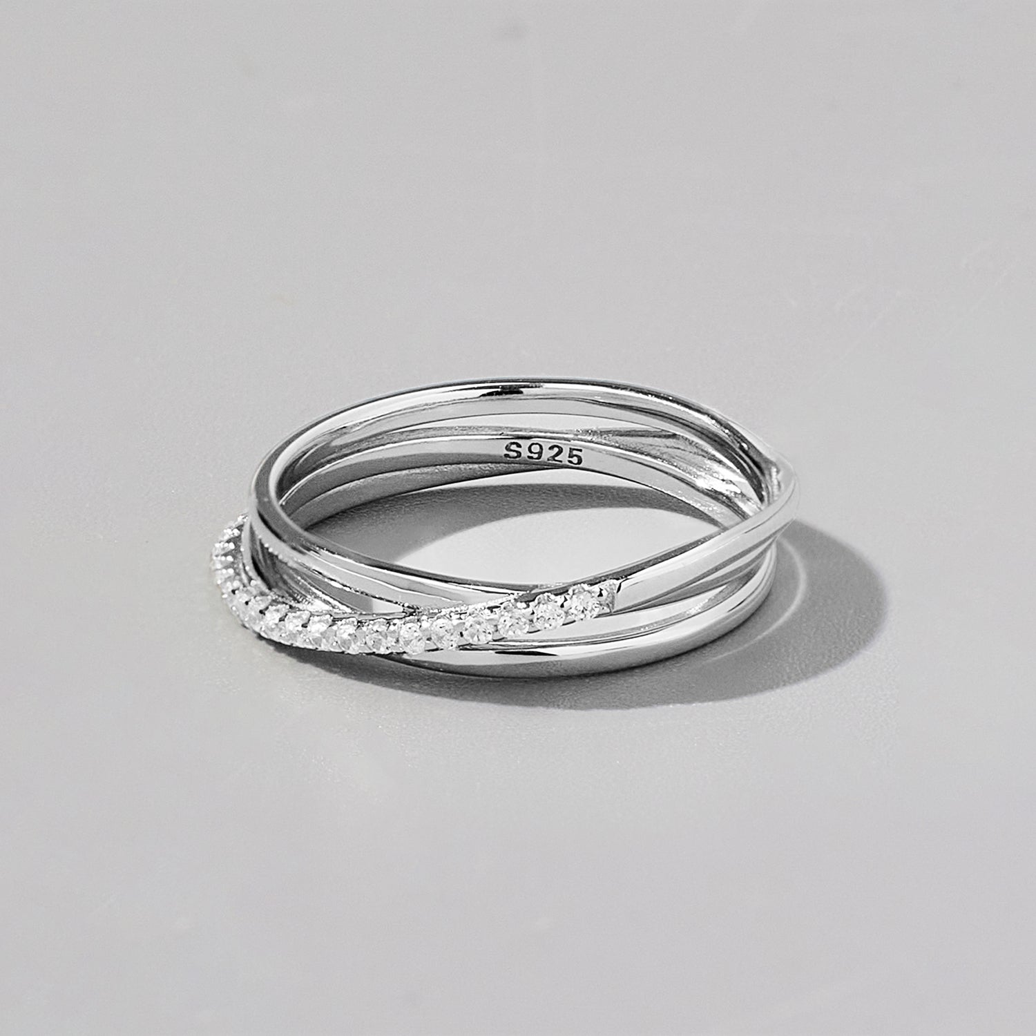 Inlaid Zircon 925 Sterling Silver Ring Silver