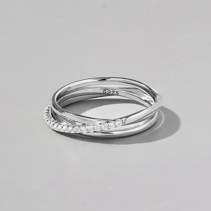 Inlaid Zircon 925 Sterling Silver Ring Silver