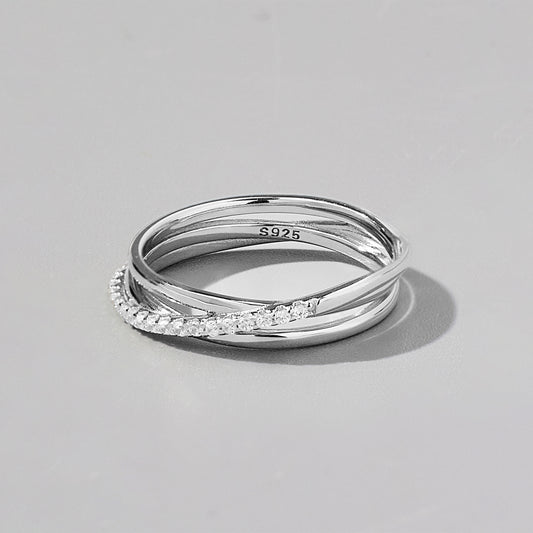 Inlaid Zircon 925 Sterling Silver Ring Silver