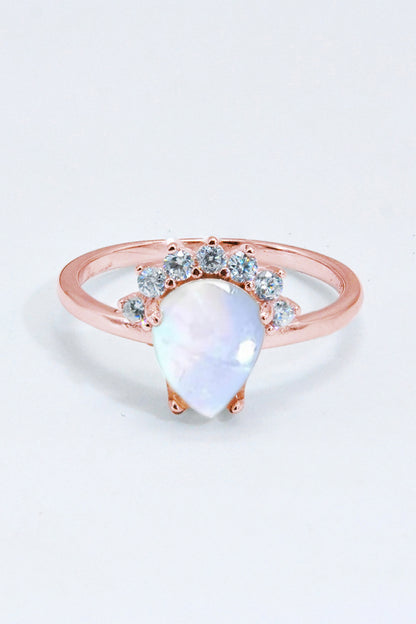 925 Sterling Silver Moonstone Ring Rose Gold